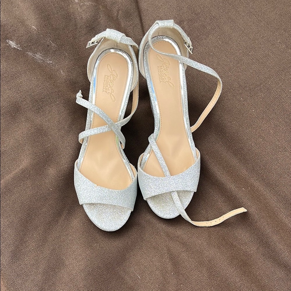 Badgley Mischka Glittering Silver Wedges